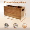 Wooded Kitchen Utensil Divider Storage Holder Removable Silverware Organizer with 3 Compartments Utensil Caddy for Household