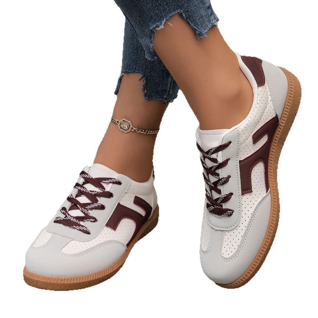Large Size Thick-soled Comfortable Board Shoes Women's New Comfortable and Versatile Casual Shoes Low-top Lace-up Flat-soled Trendy Shoes