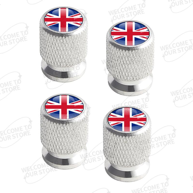 Aluminum For Union Jack Flag Logo Mini Cooper Jaguar Land Rover Vauxhall Lotus 4pcs Car Decor Wheel Tire Valve Caps Stem Cover TB1