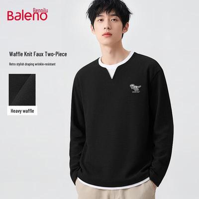 Baleno Men's Waffle Faux Two-Piece Long-Sleeve T-Shirt