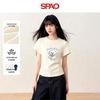 SPAO Women's Slim Fit Graffiti Dog Short Sleeve T-Shirt