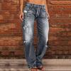High Waist Denim Pants Stylish High Waist Women's Jeans with Ripped Details Slim Fit Multiple Pockets for Daily Wear Trendy