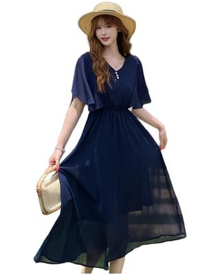 Chiffon Solid Flared Maxi Travel [Collecala] Dress, Color, Sleeves, Length, Resort, Beach,