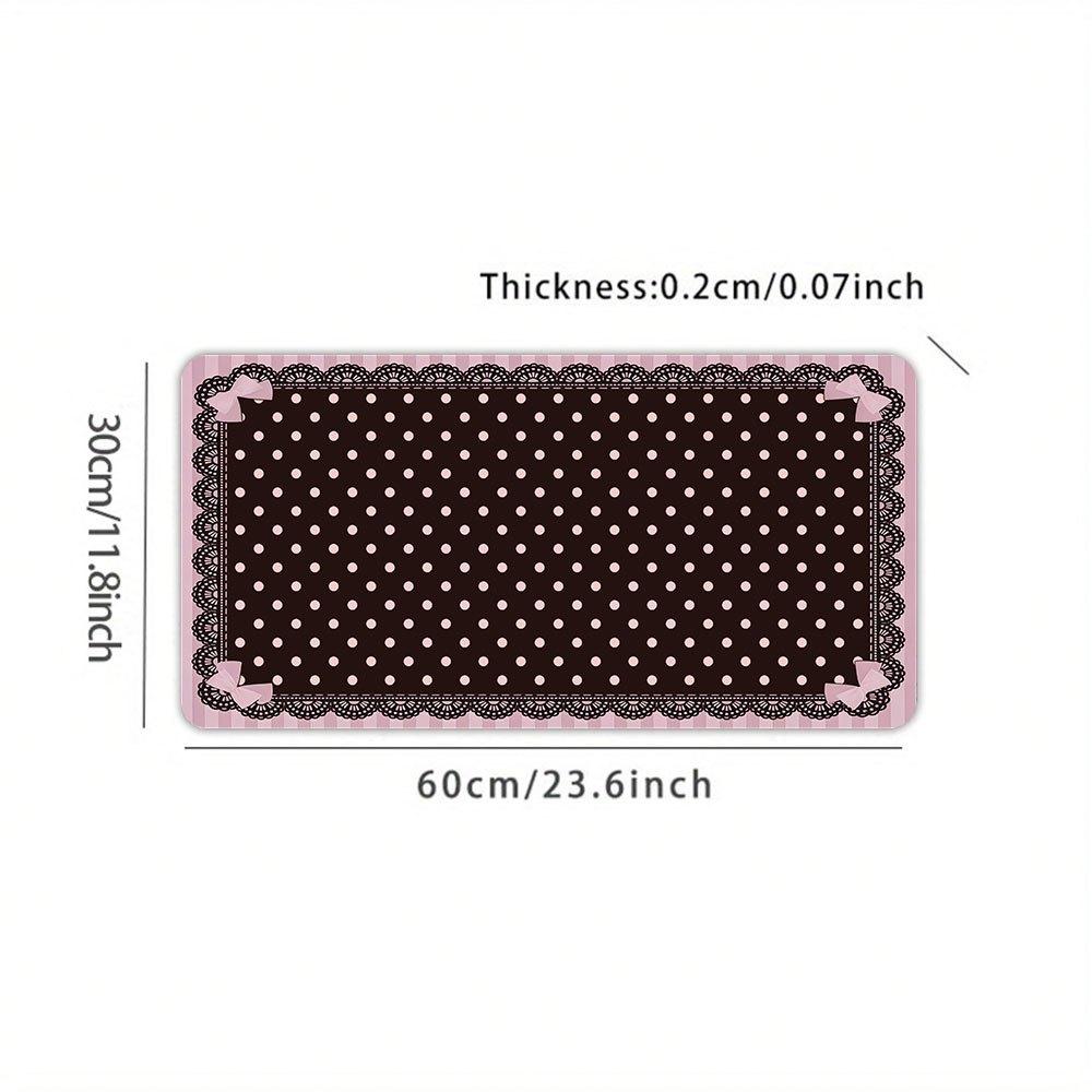 Pink Black Lace Polka Dot Large Gaming Mouse Pad XXL Extended Desk Mat Coquette Decor