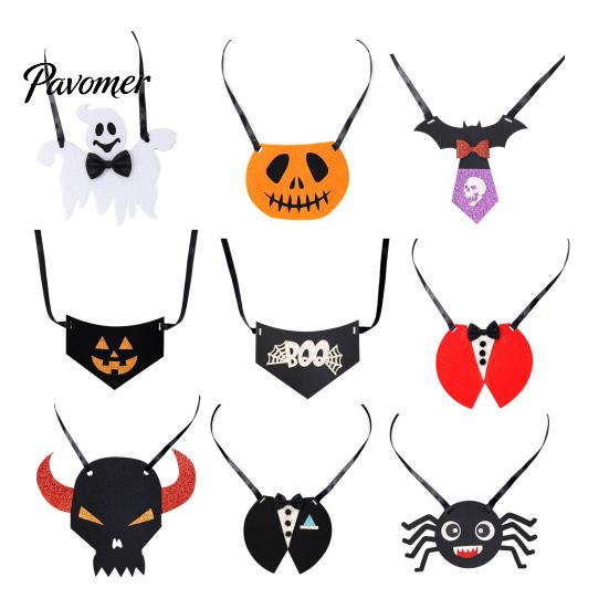 Spooky Lawn Statue Apparel Halloween Porch Goose Bib, Felt Decorative Bandana Ghost Spider Bat Soft Bib Skull Outdoor Yard Accessory for Garden