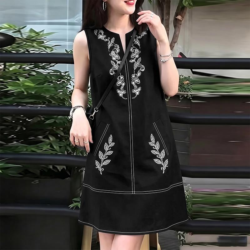 ZANZEA Women Casual V-Neck Printing Loose Summer Sleeveless Dress S