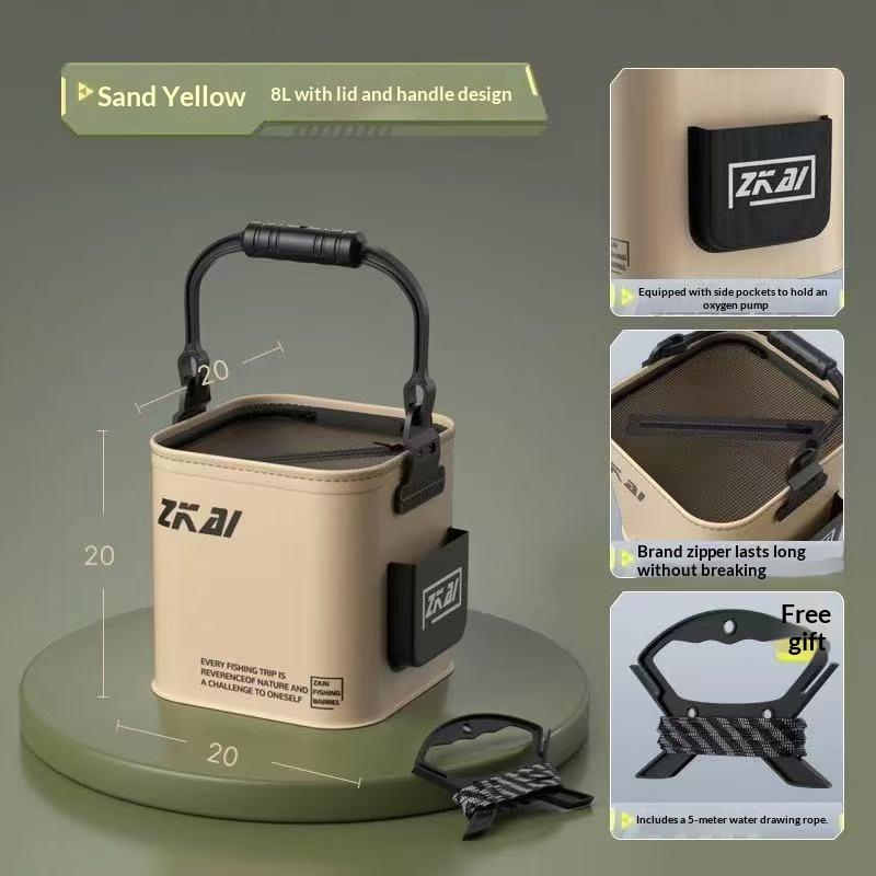 Durable 8L 13L Fishing Bucket with Ergonomic Handle Easy Outdoor Folding Design