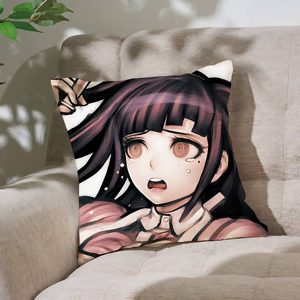 Аниме D-Danganronpas Милая наволочка Чехол для подушки Мягкий Милый Чехол для декоративной подушки Для автомобиля Дивана Наволочка Полиэстер С молнией 16x16Inch