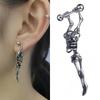 1 Piece Punk Hanging Dangle Skull Skeleton Bone Stud Earrings for Men Women Gothic Unique Stainless Steel Jewelry Halloween Gift