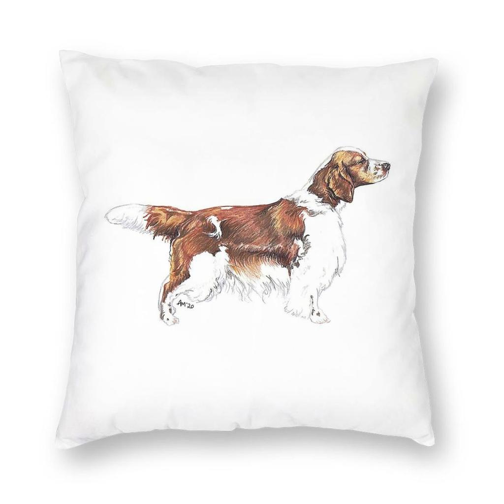 Welsh Springer Spaniel Dog Square Pillowcase Polyester Linen Velvet Creative Zip Decorative Pillow Case Car Cushion Cover