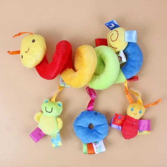 Baby Rattles Infant Spiral Plush Toy Bright Colors Baby Stroller Plush Toy Stimulating Baby Curiosity Toy for Newborn Infant