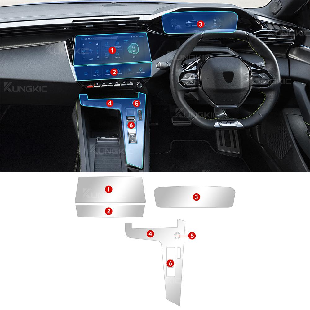 Pour Peugeot 408  2024 2025 Film Protecteur d'Écran de Navigation GPS de Voiture Autocollant Panneau de Levier de Vitesse Film Intérieur en TPU