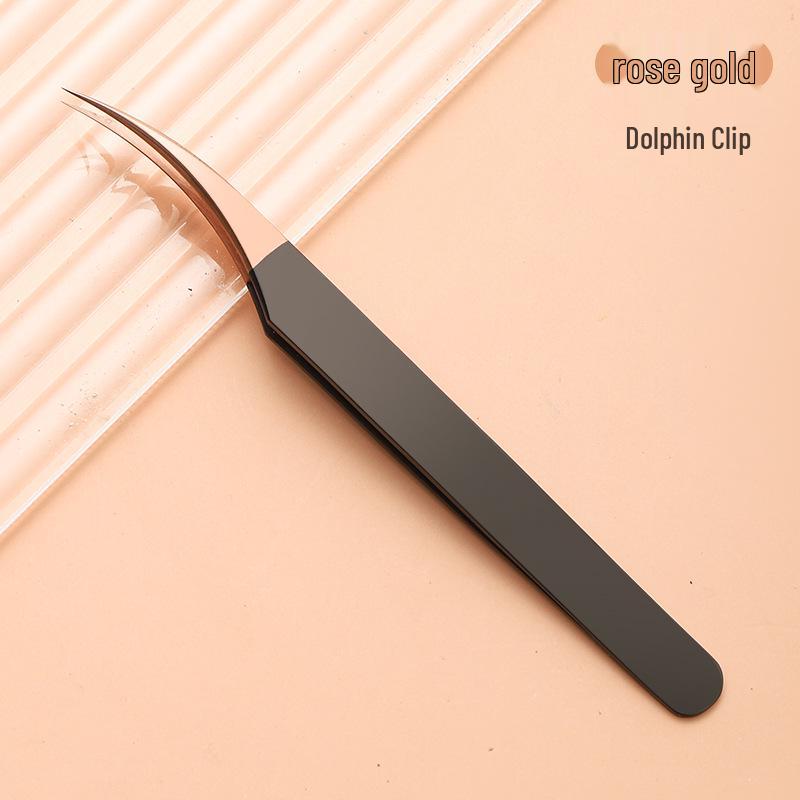 Stainless Steel Black Gold Feather Dolphin Tweezers for Beauty and Manicure