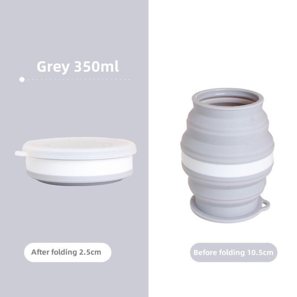 

Складная термостойкая силиконовая кружка с крышкой, телескопическая кружка для питья на открытом воздухе и путешествий 350ml Grey