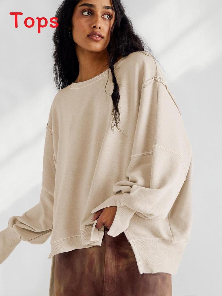 Streetwear Long Sleeve Sweatshirt For Women With Cotton Feel Fabric And Vintage Style