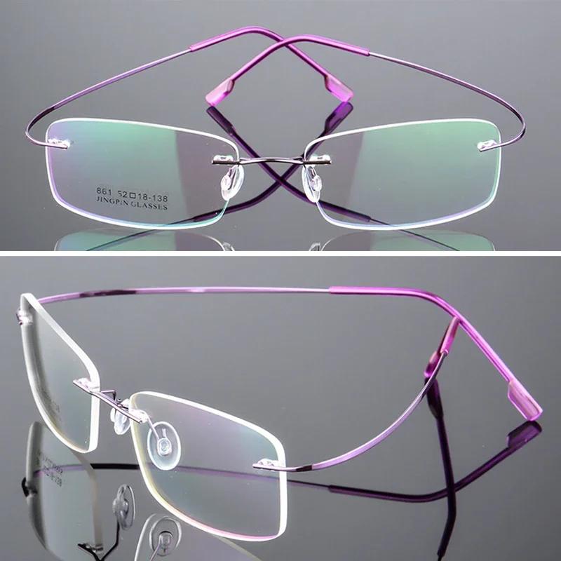 Ultralight Frameless Eyeglasses Titanium Alloy TR90 Glasses Frame Men Super Stretch Metal Temple Eyeglasses Frame