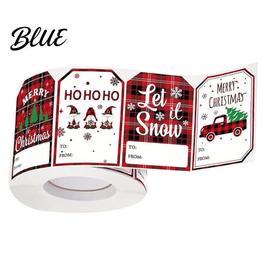 Self Adhesive Labels Christmas Thank You Stickers, Red And Black Plaid Print Decorative Labels, Gift Wrapping Accessories Festive Supplies with