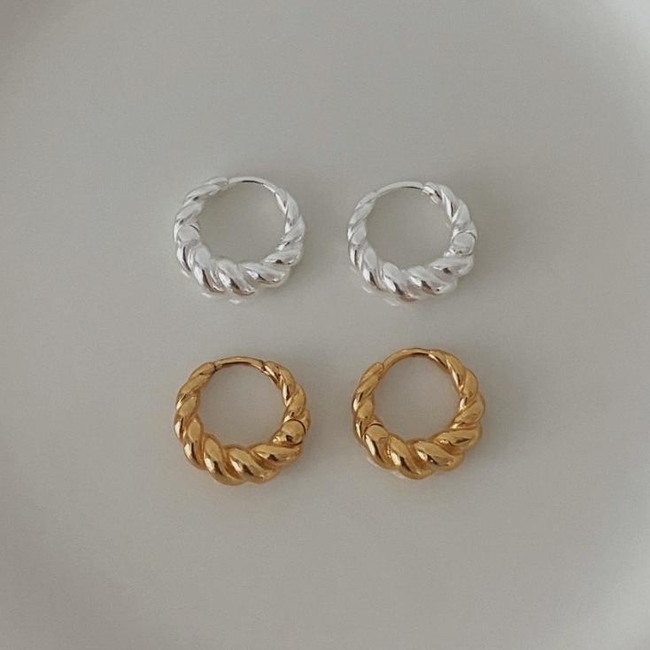 Fashion Jewelry 925 Silver Spiricle Twisted Earring for Women 925 Sterling Silver 18K Gold Plated Hoop Earring Jewelry