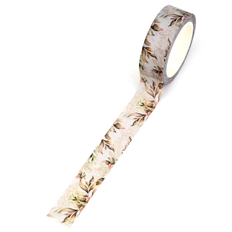 NEW 1X 10M Decor Flower Leaves Japanese Paper Cinta Washi Tape Set for Scrapbooking Masking Tape Cute Journal Kawaii Papelaria