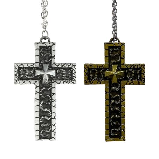 2/4Pcs Silver Color Necklace Handcrafted Symbolic Design Cross Pendant Necklace Multi-Purpose Fashion Jewelry Gift
