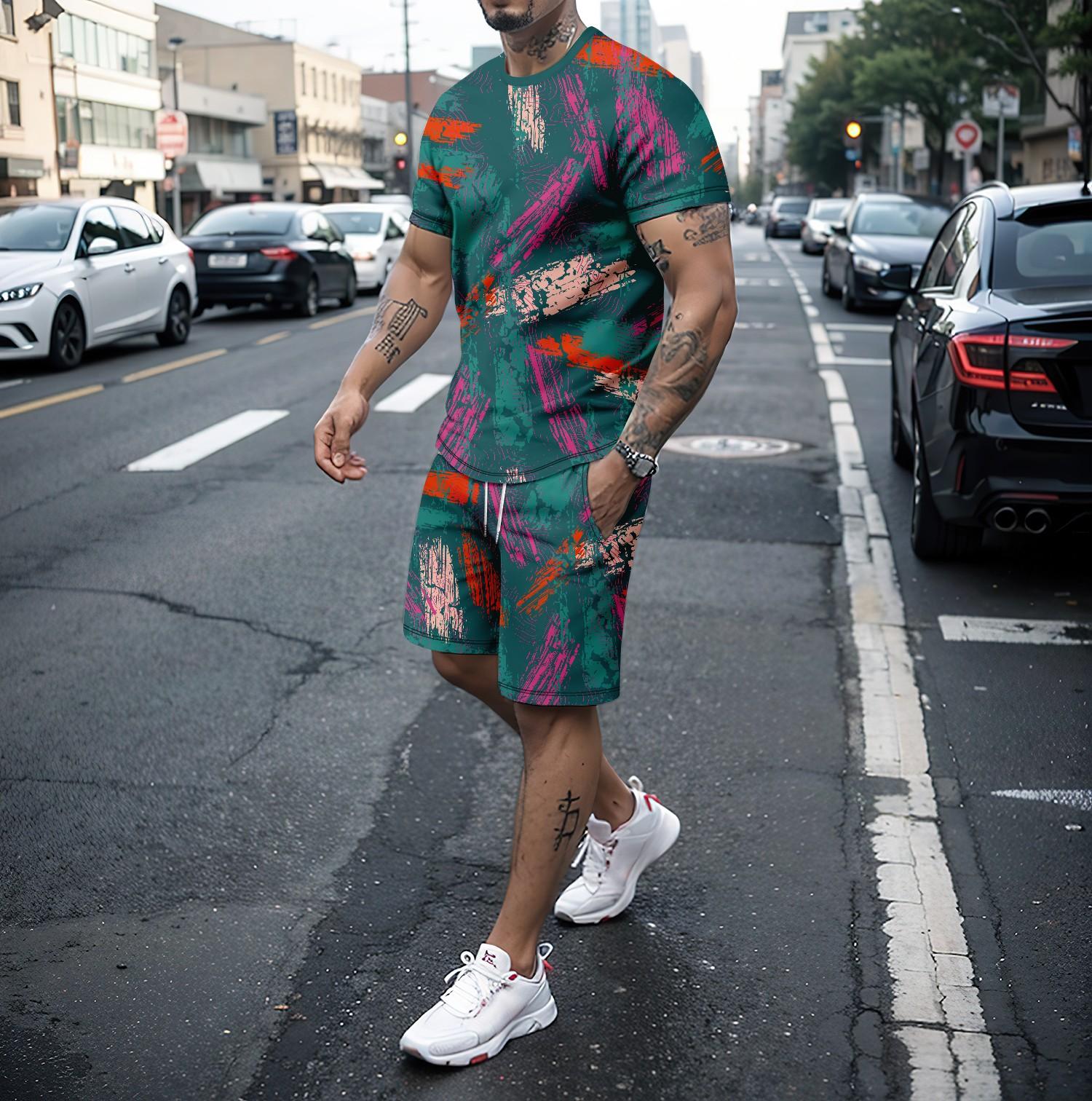 

Новый летний свободный мужской комплект 3D в стиле ретро, ​​повседневный топ с короткими рукавами, футболка и шорты, комплект из двух предметов, спортивная одежда, молодежная уличная одежда 6XL