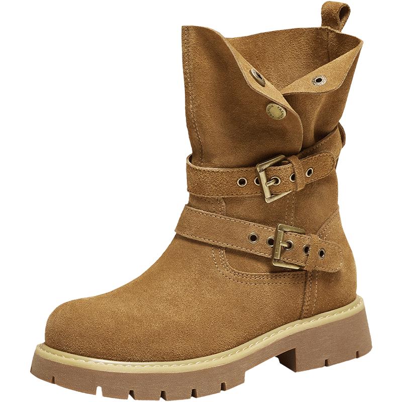 Women s Mid-Calf Pull-On Leather Western Boots 37