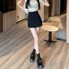 2024 Summer Black A-Line High Waist Skort - Slimming Design for Women