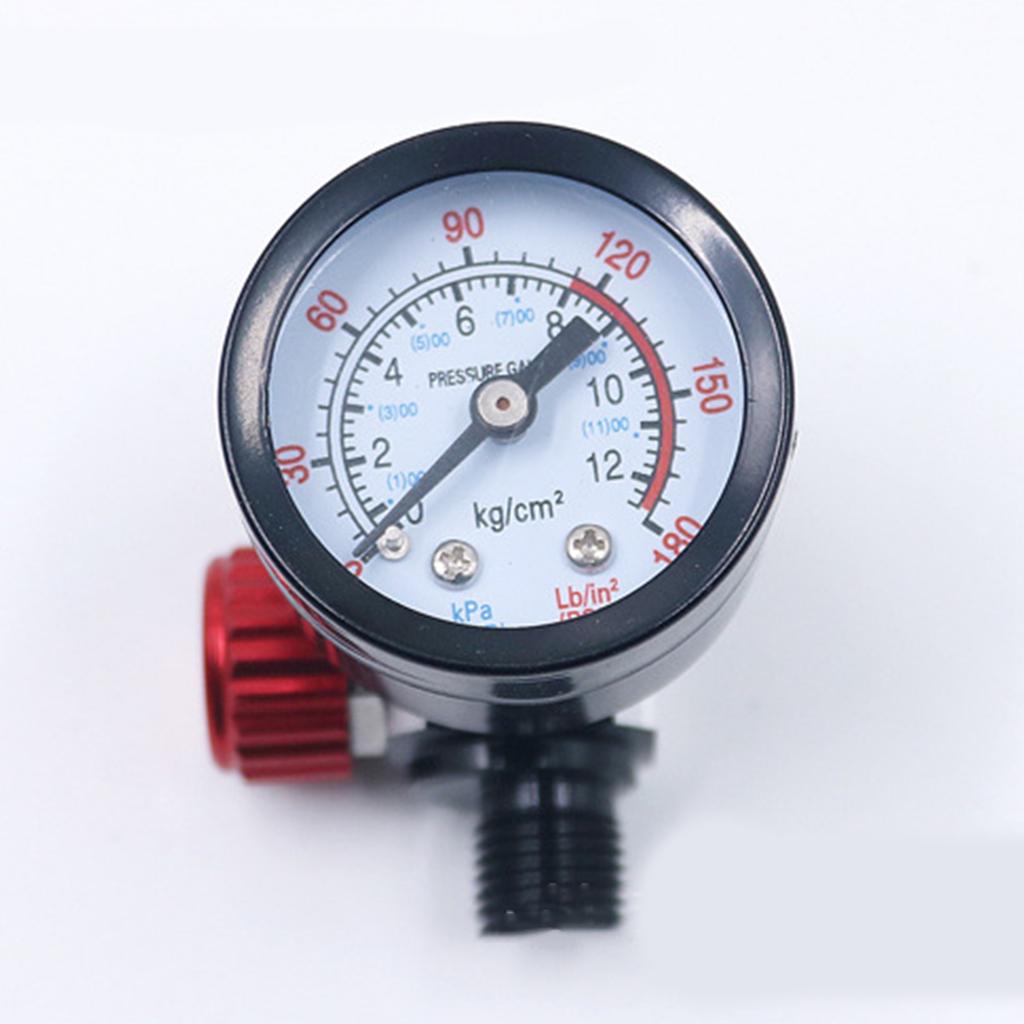 Practical 1/4" Spray Gun-Air Regulator Gauge Red & Blue Air Adjusting for Valve Regulator for Spray Guns and Pneumatic T