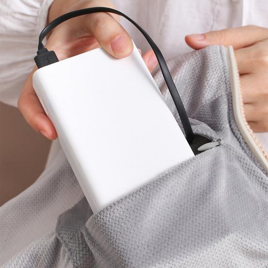 USB-drevet varmesjalteppeveske 2-i-1 elektrisk varmeskjerfteppe trådløs varmeponcho sammenleggbart elektrisk teppe