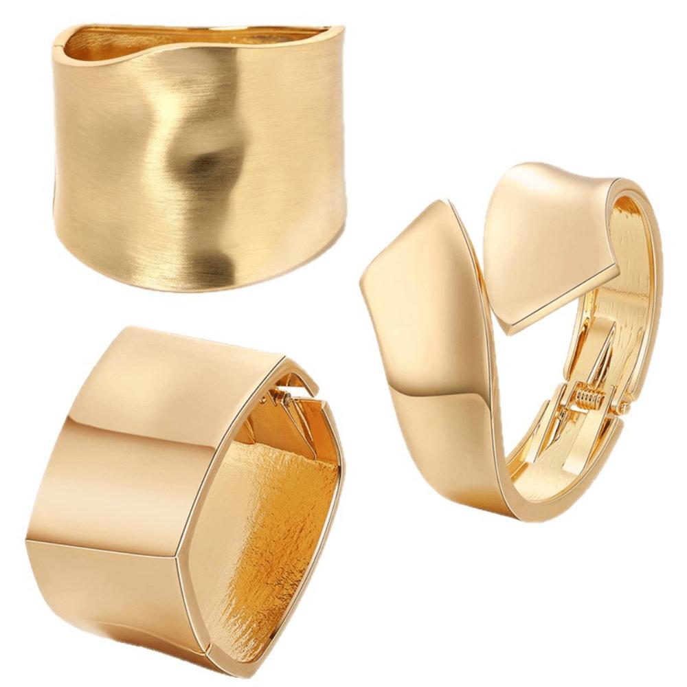 Glossy Wave Bracelet European and American Extremely Simple Style Irregular Opening Bracelet Women's Jewelry