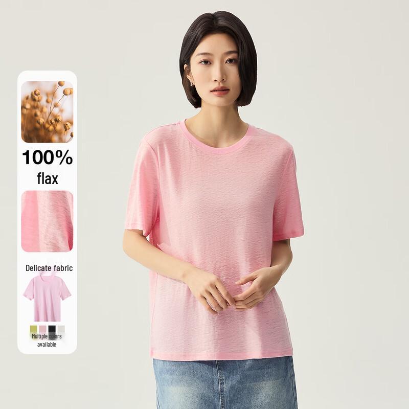 Northern Deer 100% Linen Snowflake Graphic Tee M