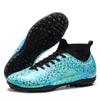 35-46Men/Women's High Top Elastic Socks Football Boots Rubber Soft Sole Short Nail Artificial Turf Leather Youth Children Football Shoes
