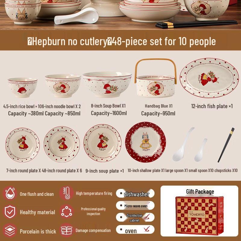 Cartoon Underglaze Bone China 48-Piece Dinnerware Set