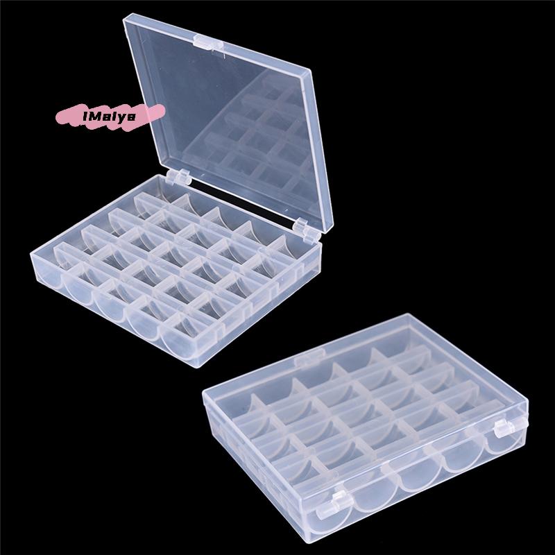 M-1pc 25 Spools Empty Bobbins Storage Box Sewing Accessories Tools Plastic Sewing Machine Bobbin Case Knitting Needle Organizer