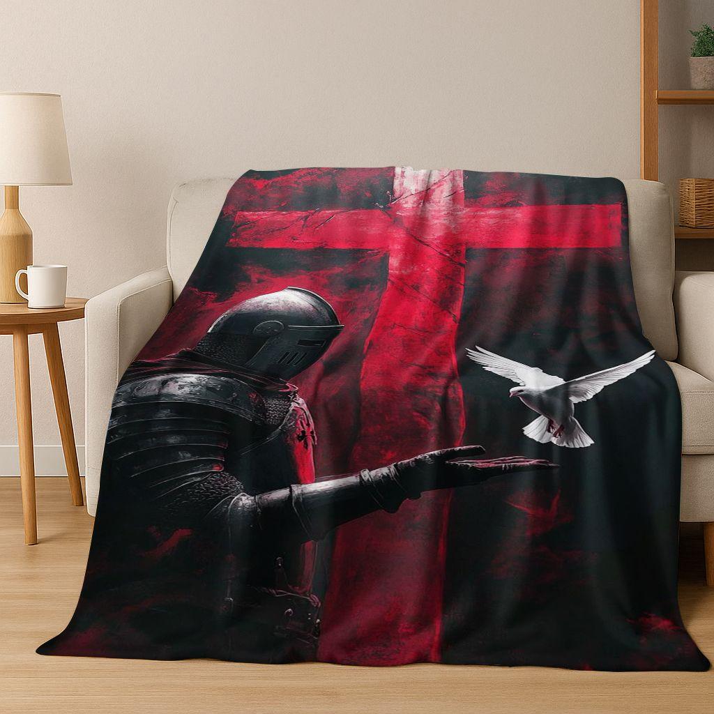 Templar Blood Knight Honor Holy Crusader Cartoon Flannel Blanket,Cozy Soft Throw Blanket for Home Bedroom Bed Sofa Cover Gift