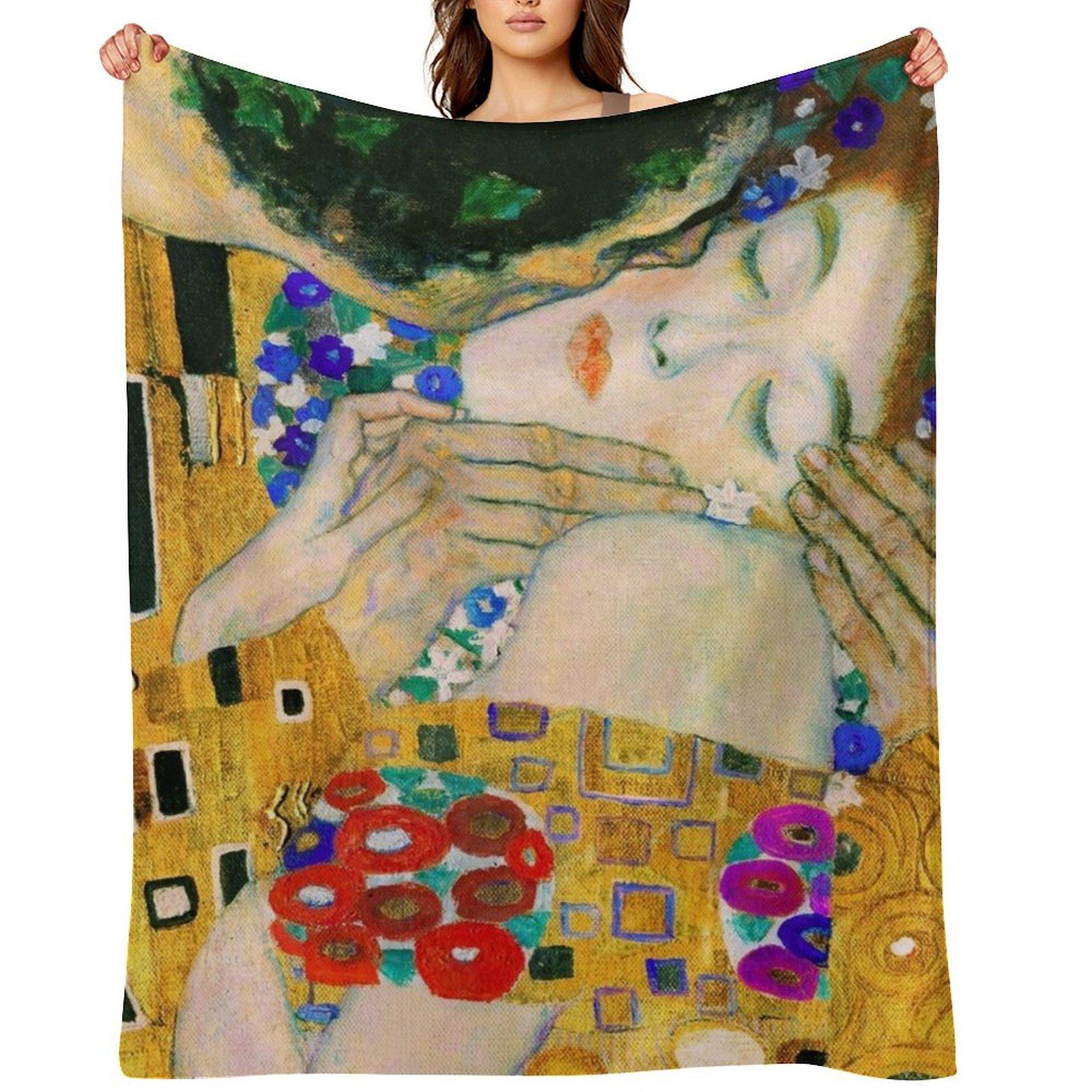 

The Kiss by Gustav Klimt Throw Blanket decorative Multi-Purpose Thins blankets and throws Blankets 30x40in