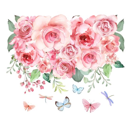 

Наклейка на унитаз с бабочками и цветком розы, съемная самоклеящаяся водостойкая ПВХ гостиная, настенная наклейка для ванной комнаты, украшение для крышки унитаза Stickers