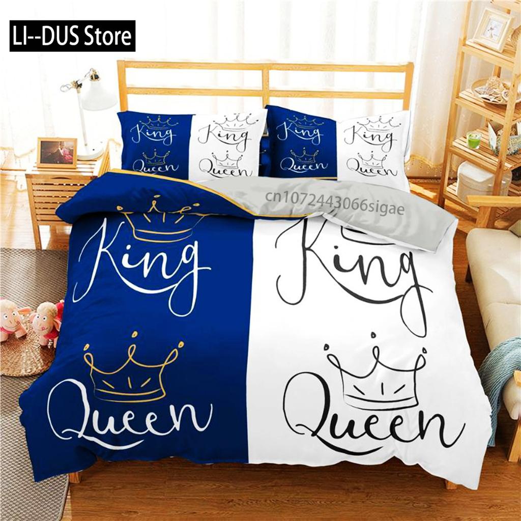 King And Queen Duvet Cover Set Microfiber Beard And Red Lips King Size Bedding Set For Couple Romantic Valentine's Day Presents