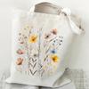 Woman's Shoulder Bag Wildflowers Pattern Tote Bags Canvas Shoulder Bags for Travel Daily Commuting Women's Reusable Shopping Bag