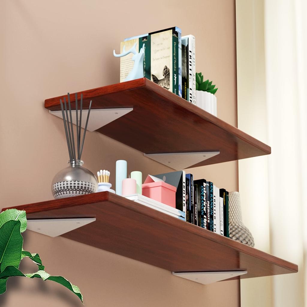 2 Small Triangle Floating Shelf Brackets for Hidden Shelves - Complete with Screws for Hassle-free Setup