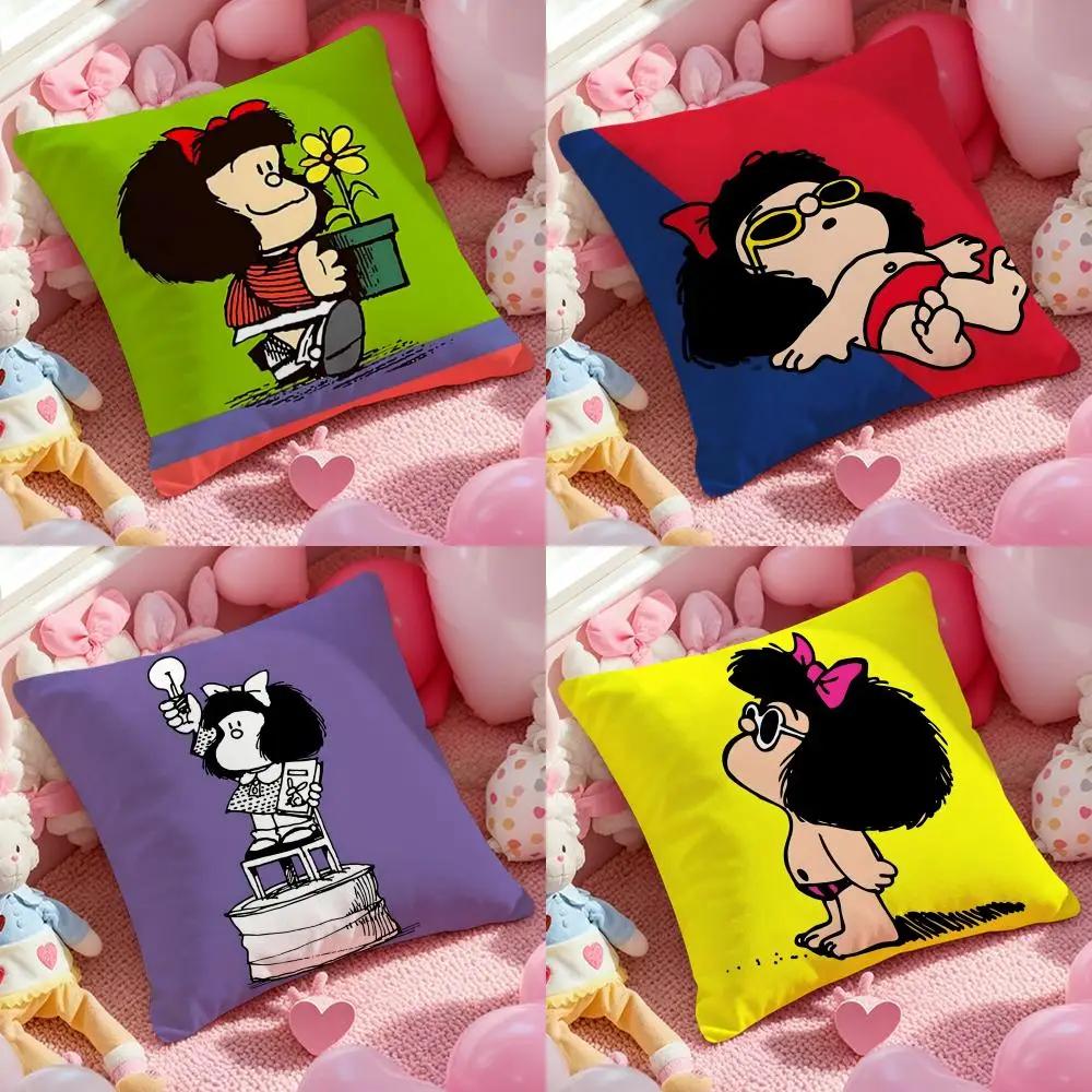 M-Mafalda Cartoon Cushion Cover Pattern Printed Pillowcase for Living Room Sofa Cushion Cover & Bedroom Decor