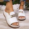 Women's Walking Shoes Platform Slide Sandals with Gold Chain Detail Slippers