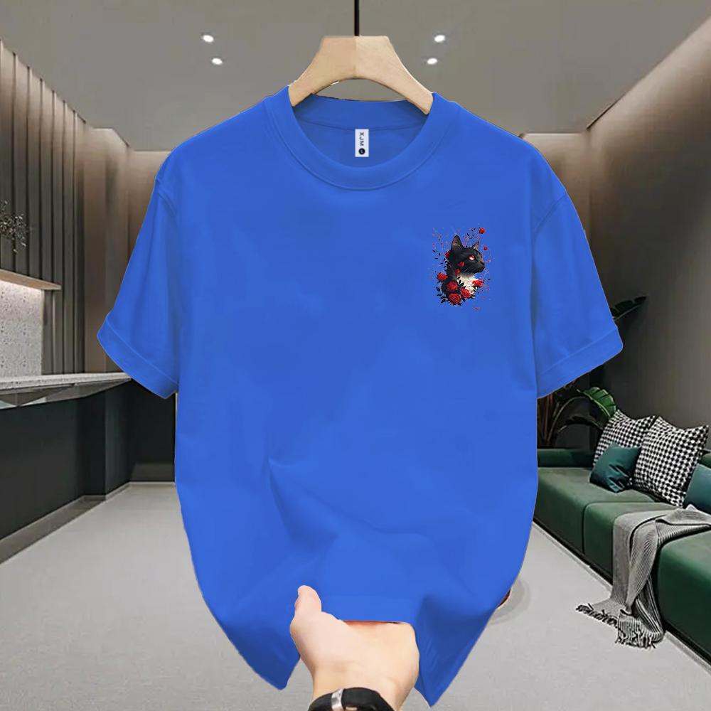 American Cat Summer Cotton Short-sleeved Cotton Printed Men s Summer Cotton Short-sleeved Cool Trendy Round Neck T-shirt S