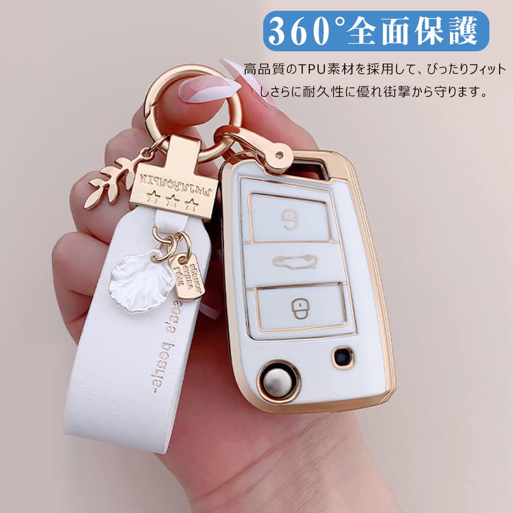 VW Key Case, Smart Key Case, Key Cover, Key Holder, 3 Buttons, Anti-Scratch, Stylish,