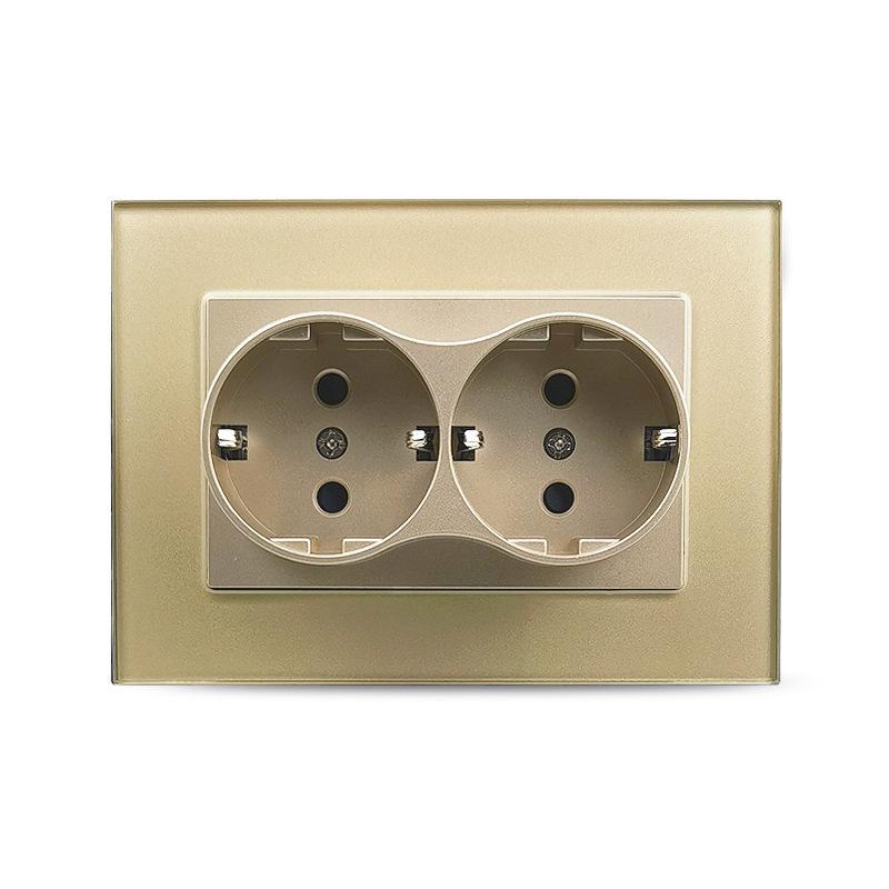 Tempered Glass Double Socket for Round Boxes – Black, White, Gold, Gray