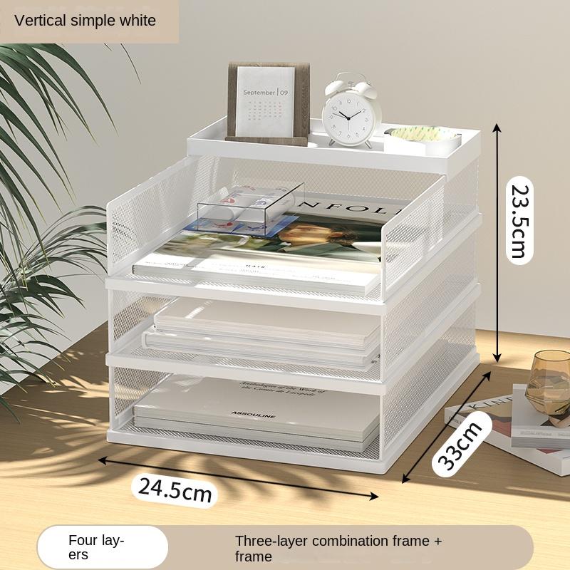 A3A4 Desktop File Rack Metal File Box Storage Rack Metal Multi-Layer File Folder Rack Storage Box Bookshelf Office Data Sorting 8700₽