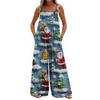 Women's Christmas Print Solid Wide Leg Strapless Tank Pocket Casual Onesie