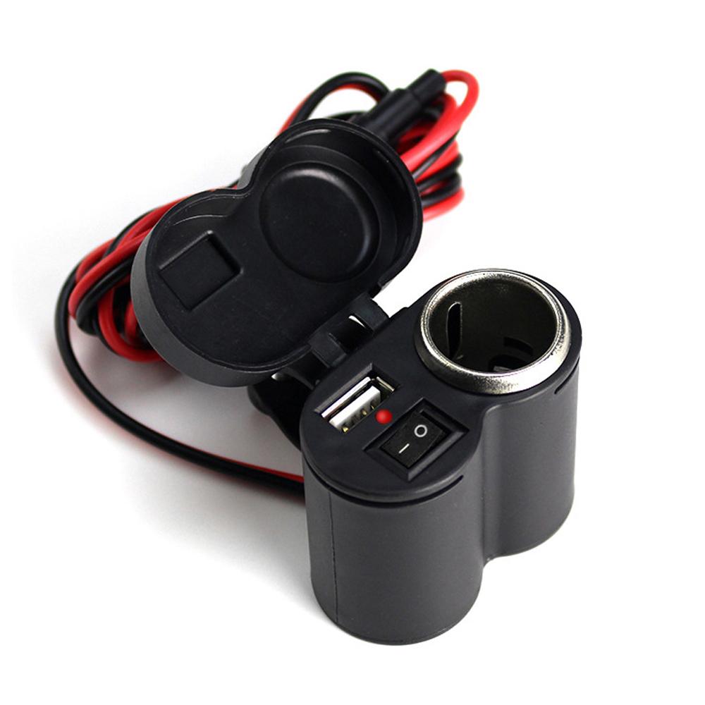 

12 В мотоциклетный руль USB зарядное гнездо 2A водонепроницаемый с выключателем прикуриватель адаптер питания для телефона GPS навигация чёрный