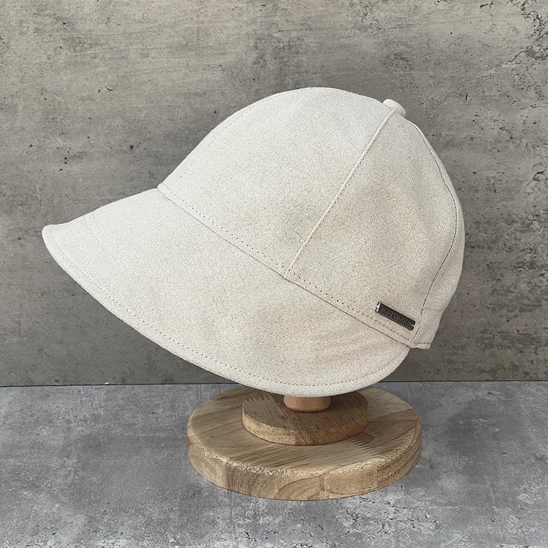 Wide Brim Shows Small Face Cotton And Linen Breathable Duck Tongue Bucket Hat Women'S Foldable Casual Versatile Basin Hat Big Brim Cover Face