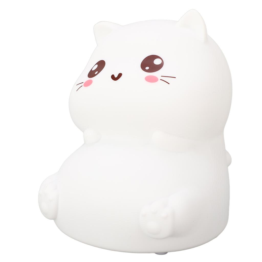 Silicone Night Lamp Cute Cat Tap Control   Color Rechargeable Soft Night Light for Bedroom